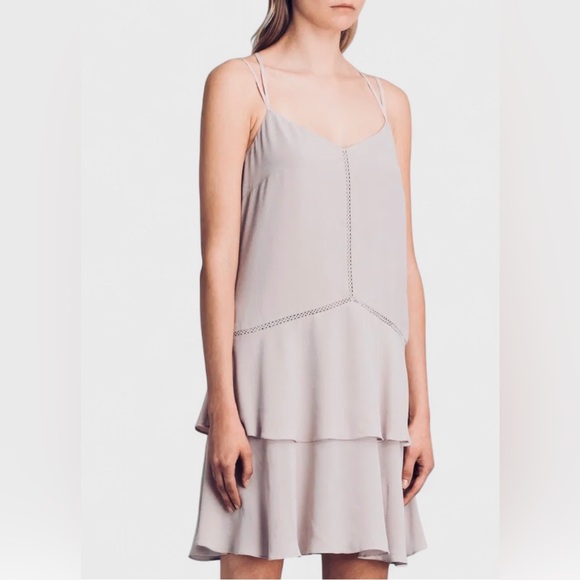 ALLSAINTS Karin Cream Mini Slip Dress | Size 0 | Like New - Picture 3 of 11